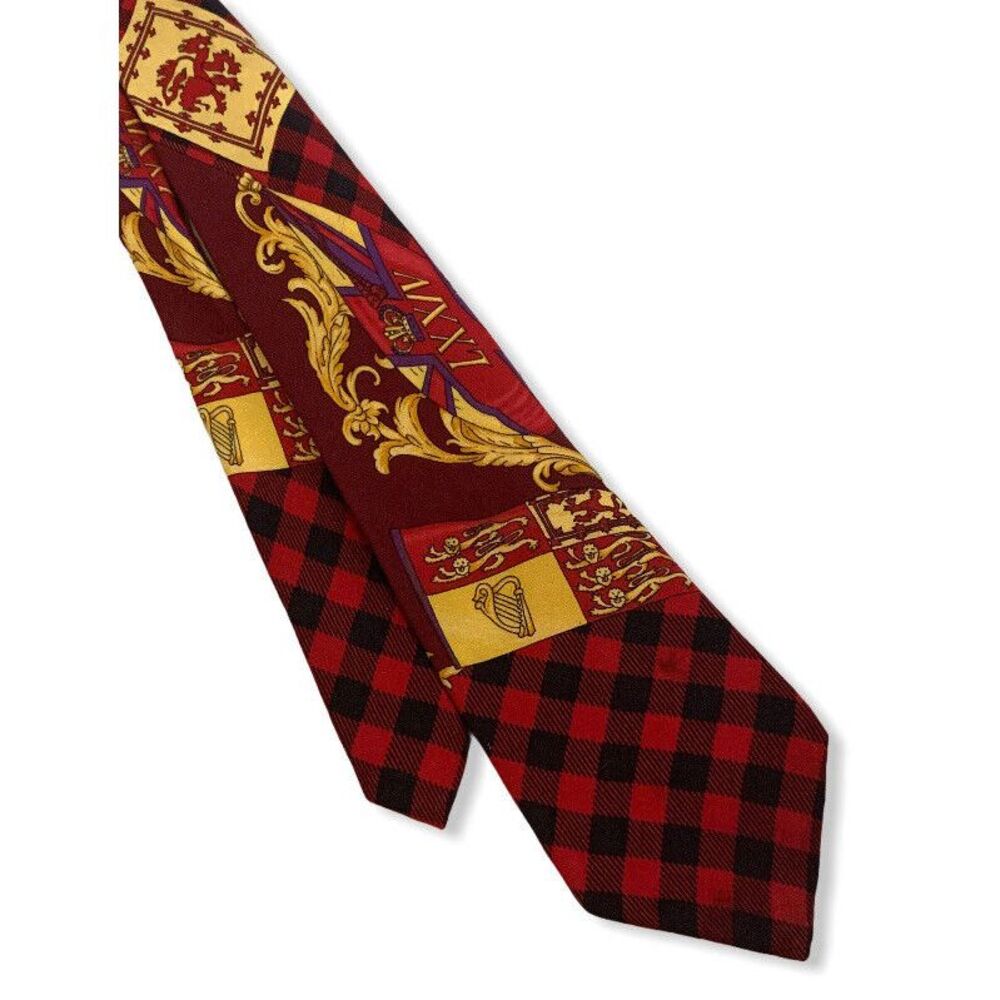 Vtg 1990s Gianni Versace Men's Plaid Harlequin‎ Baroque Pre-Death Silk Tie 3.75"